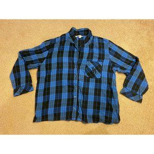 Victoria Secret Blue Plaid Night Shirt  Womens Large Cotton Blend